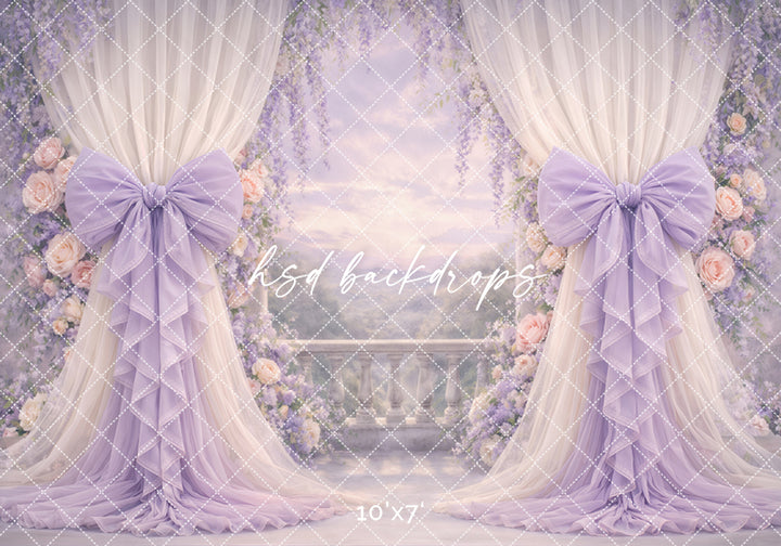 Soft Lilac Wisteria Photography Backdrop – Elegant Bow Garden Portrait Design | HSD Backdrops