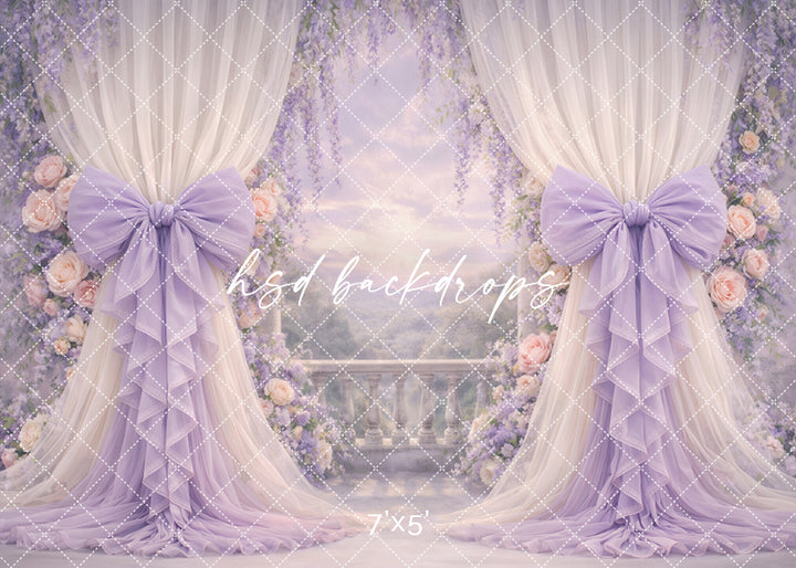 Soft Lilac Wisteria Photography Backdrop – Elegant Bow Garden Portrait Design | HSD Backdrops