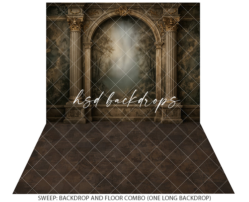Dark Manor Arch Photography Backdrop – Gothic Fine Art Studio Scene | HSD Backdrops