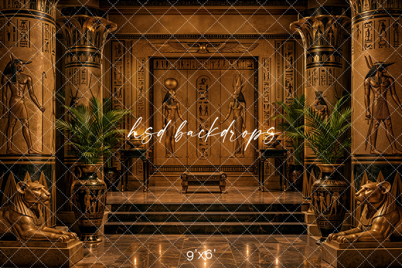 Golden Egyptian Temple Photography Backdrop – Ancient Luxury Studio Scene | HSD Backdrops
