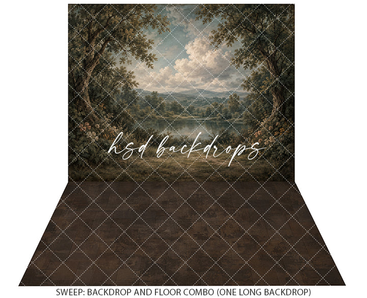 Misty Woodland Lake Photography Backdrop – Fine Art Forest Portrait Scene | HSD Backdrops
