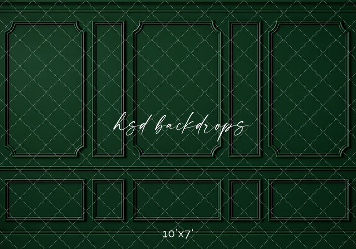 Heritage Green Wainscot Photography Backdrop – Elegant French Portrait Scene | HSD Backdrops