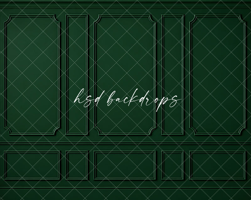 Heritage Green Wainscot Photography Backdrop – Elegant French Portrait Scene | HSD Backdrops