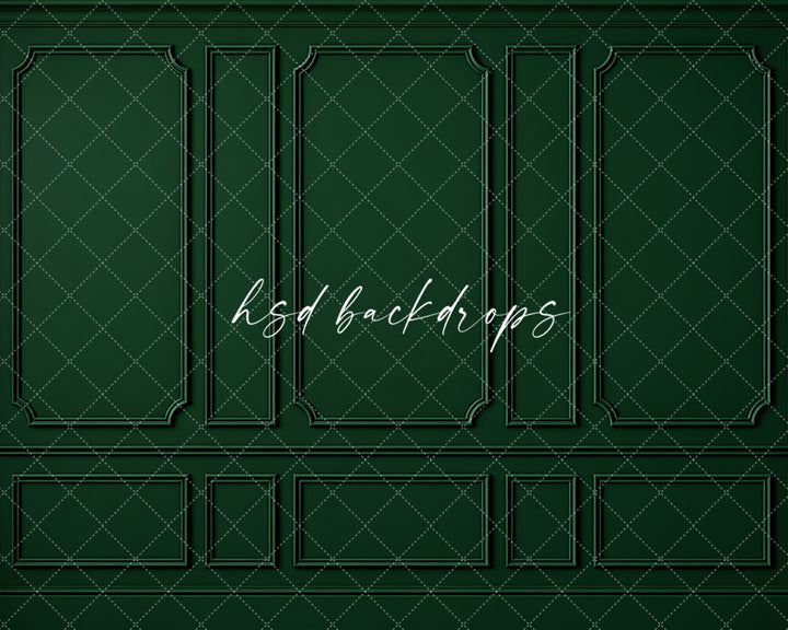 Heritage Green Wainscot Photography Backdrop – Elegant French Portrait Scene | HSD Backdrops