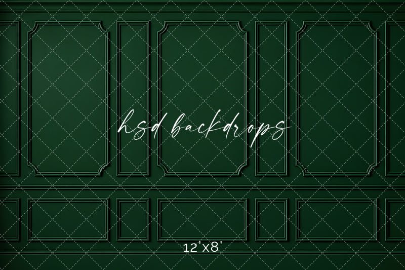 Heritage Green Wainscot Photography Backdrop – Elegant French Portrait Scene | HSD Backdrops