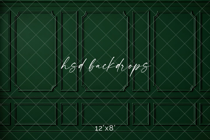 Heritage Green Wainscot Photography Backdrop – Elegant French Portrait Scene | HSD Backdrops
