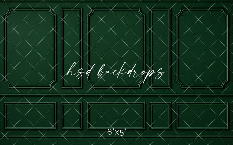 Heritage Green Wainscot Photography Backdrop – Elegant French Portrait Scene | HSD Backdrops
