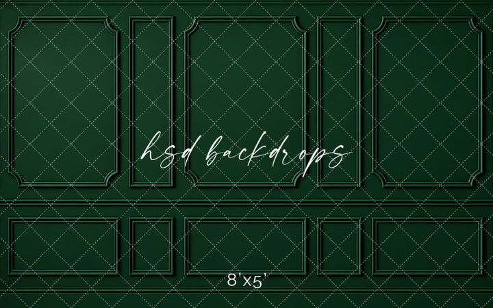 Heritage Green Wainscot Photography Backdrop – Elegant French Portrait Scene | HSD Backdrops