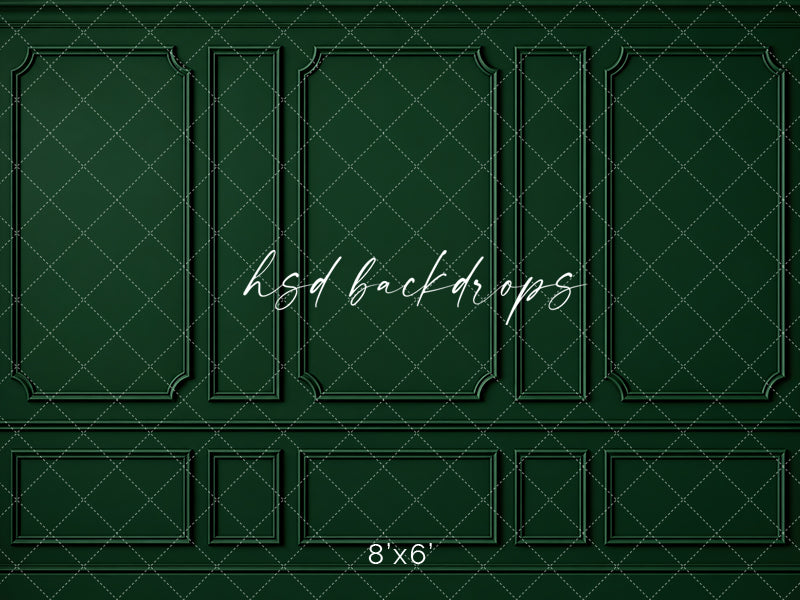 Heritage Green Wainscot Photography Backdrop – Elegant French Portrait Scene | HSD Backdrops
