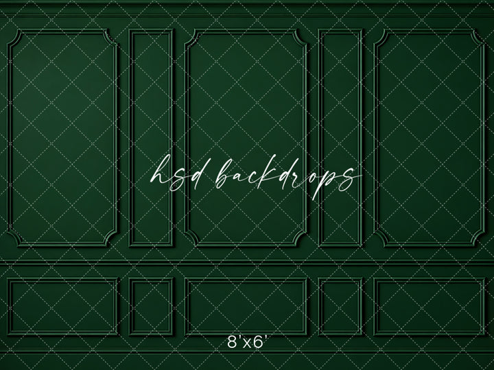 Heritage Green Wainscot Photography Backdrop – Elegant French Portrait Scene | HSD Backdrops