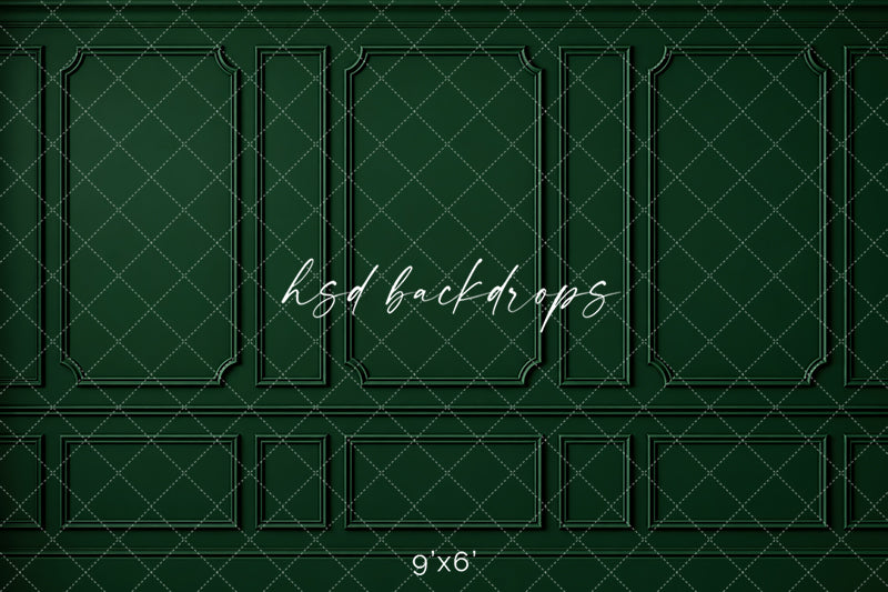 Heritage Green Wainscot Photography Backdrop – Elegant French Portrait Scene | HSD Backdrops