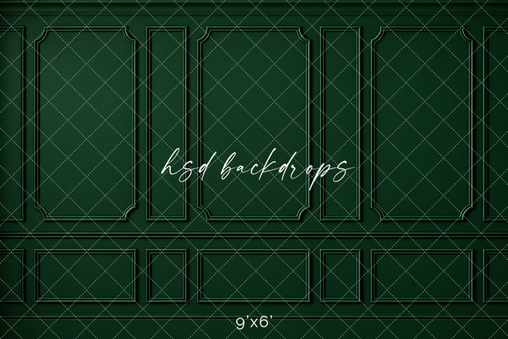 Heritage Green Wainscot Photography Backdrop – Elegant French Portrait Scene | HSD Backdrops