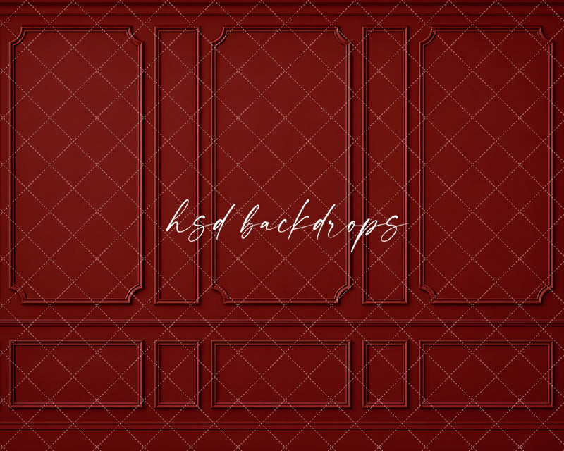Heritage Red Wainscot Photography Backdrop – Elegant French Portrait Scene | HSD Backdrops