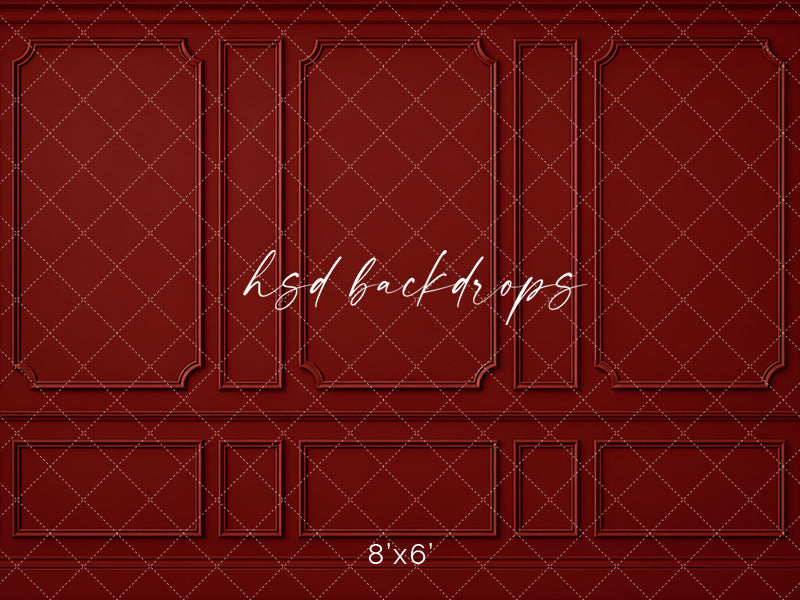 Heritage Red Wainscot Photography Backdrop – Elegant French Portrait Scene | HSD Backdrops