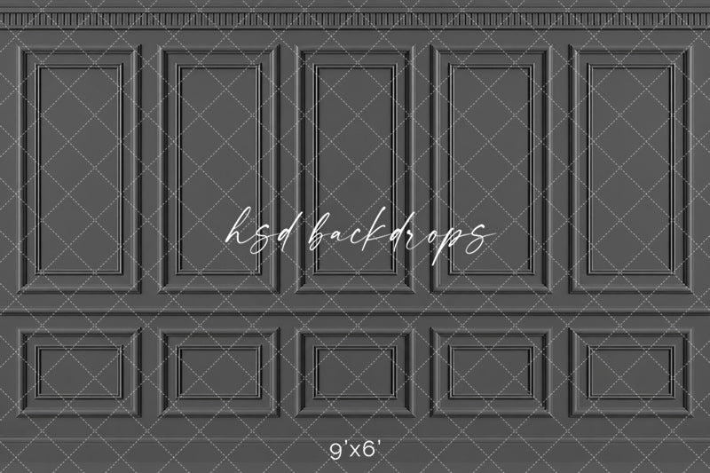 Charcoal Gray French Panel Photography Backdrop – Elegant Fine Art Portrait Scene | HSD Backdrops