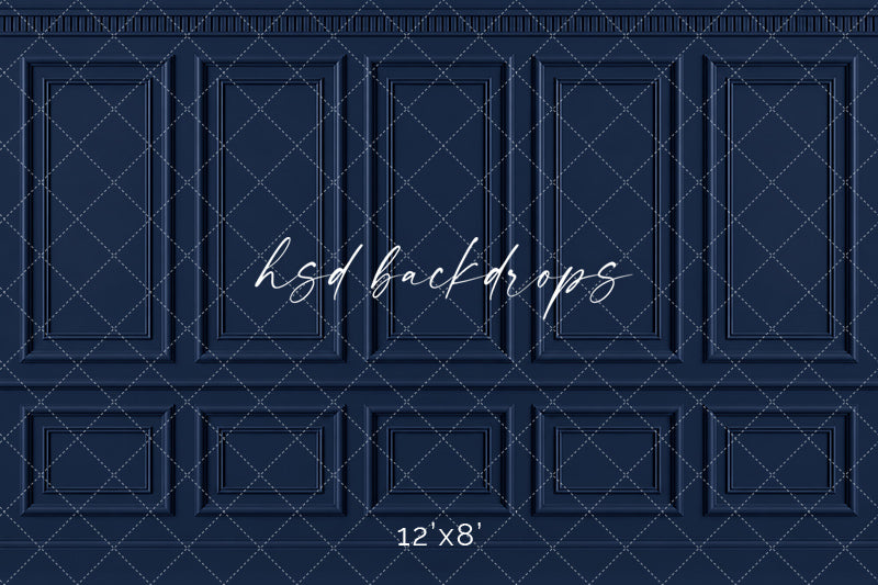 Classic Navy French Panel Photography Backdrop – Elegant Fine Art Portrait Scene | HSD Backdrops