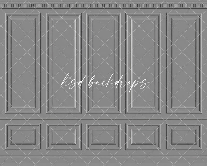 Classic Gray French Panel Photography Backdrop – Elegant Fine Art Portrait Scene | HSD Backdrops