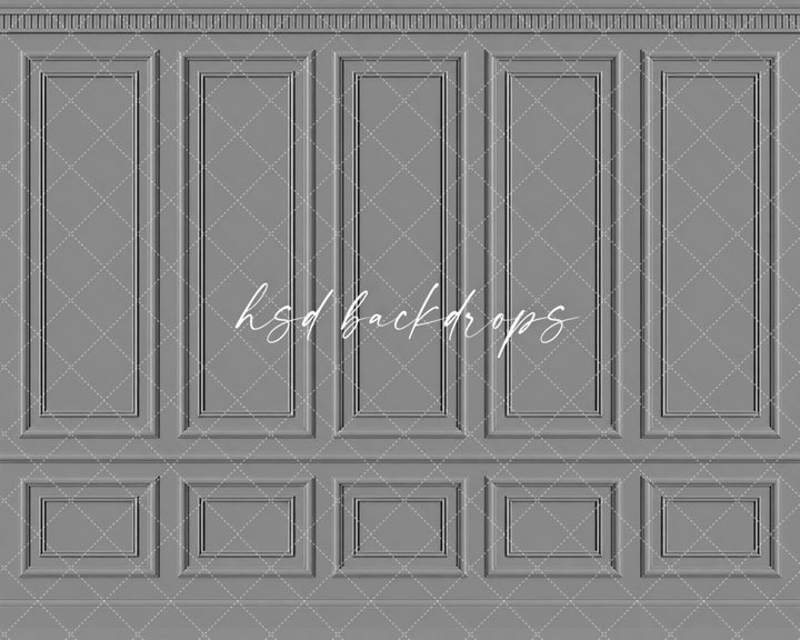 Classic Gray French Panel Photography Backdrop – Elegant Fine Art Portrait Scene | HSD Backdrops
