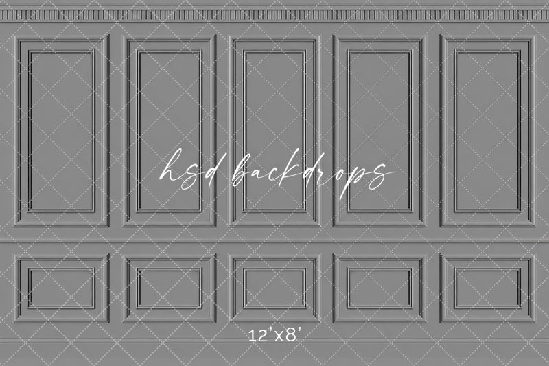Classic Gray French Panel Photography Backdrop – Elegant Fine Art Portrait Scene | HSD Backdrops