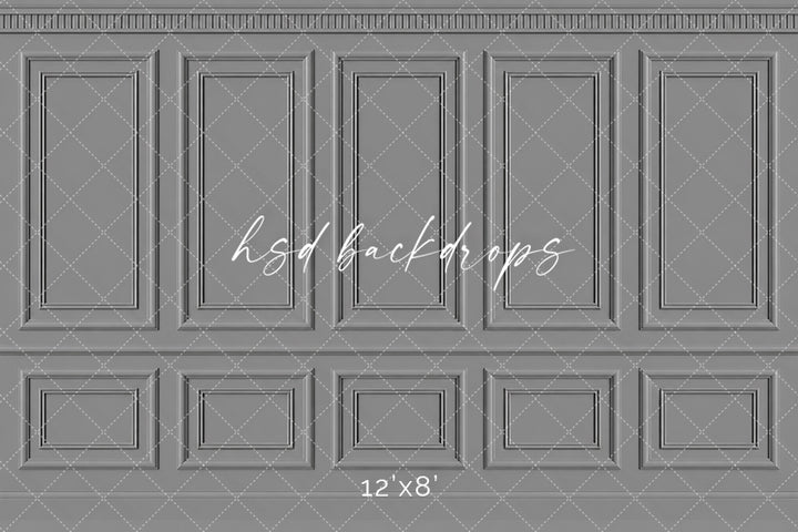 Classic Gray French Panel Photography Backdrop – Elegant Fine Art Portrait Scene | HSD Backdrops