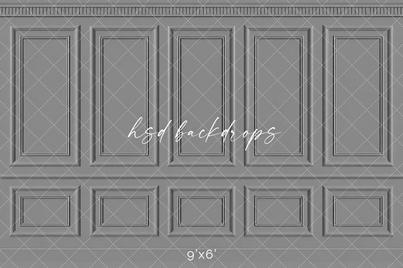 Classic Gray French Panel Photography Backdrop – Elegant Fine Art Portrait Scene | HSD Backdrops