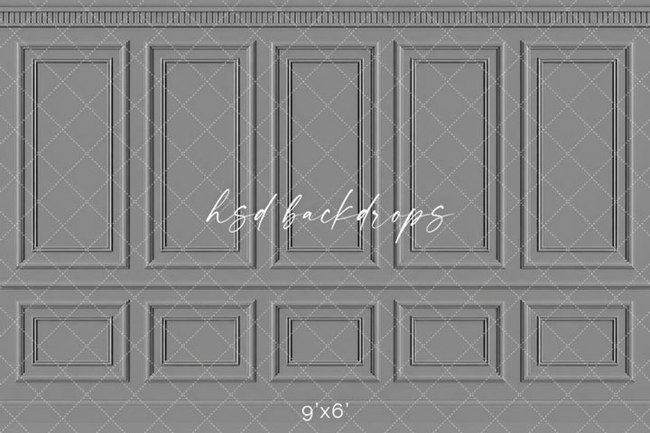 Classic Gray French Panel Photography Backdrop – Elegant Fine Art Portrait Scene | HSD Backdrops