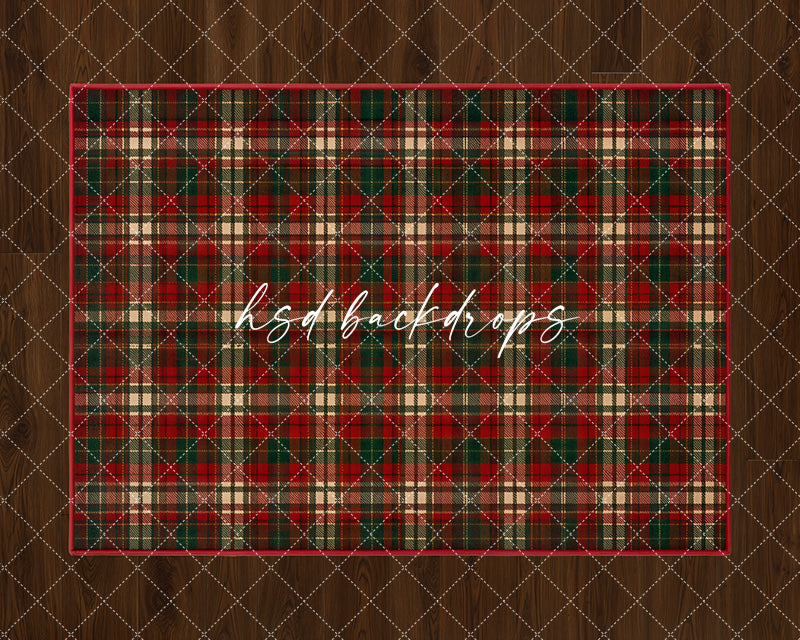 Tartan Christmas Rug Floor Mat – Cozy Holiday Floor Design | HSD Backdrops
