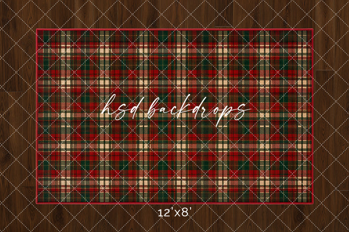 Tartan Christmas Rug Floor Mat – Cozy Holiday Floor Design | HSD Backdrops