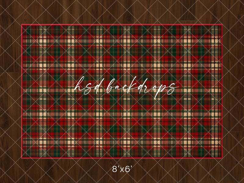 Tartan Christmas Rug Floor Mat – Cozy Holiday Floor Design | HSD Backdrops