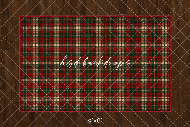 Tartan Christmas Rug Floor Mat – Cozy Holiday Floor Design | HSD Backdrops