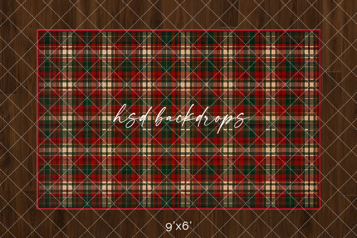 Tartan Christmas Rug Floor Mat – Cozy Holiday Floor Design | HSD Backdrops