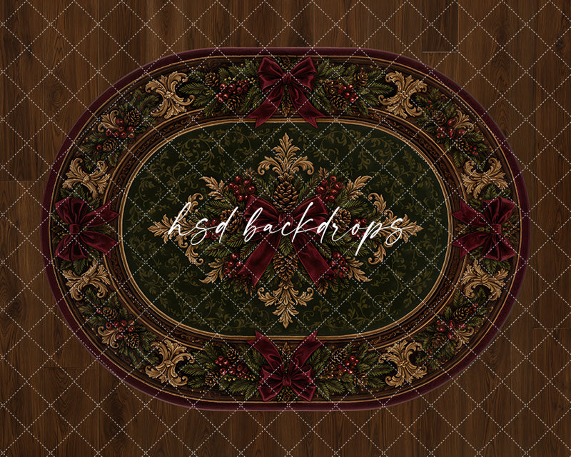 Heirloom Christmas Rug Photography Backdrop – Elegant Holiday Floor Design | HSD Backdrops
