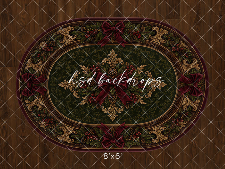 Heirloom Christmas Rug Photography Backdrop – Elegant Holiday Floor Design | HSD Backdrops
