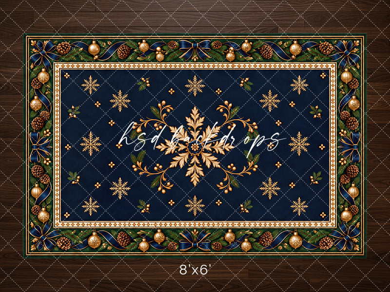 Navy Plaid Christmas Rug Photography Floor Backdrop – Elegant Holiday Studio Floor | HSD Backdrops