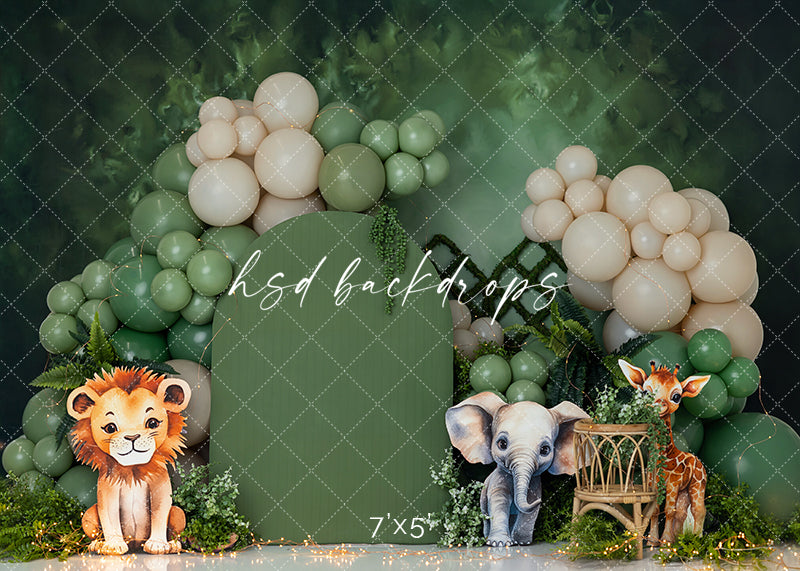 Savannah Vibes Safari Cake Smash Photography Backdrop – Wild One Birthday Portrait Scene | HSD Backdrops