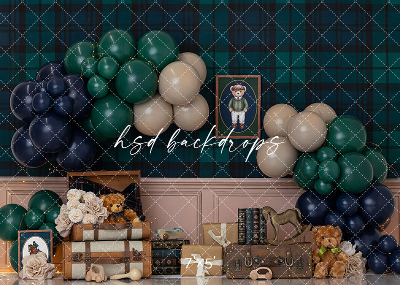 Classy Boy Birthday Photography Backdrop – Elegant Cake Smash Portrait Scene | HSD Backdrops