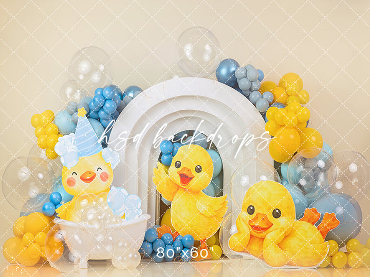 Rubber Ducky Birthday Photography Backdrop – Sweet Bath Time Portrait Scene | HSD Backdrops