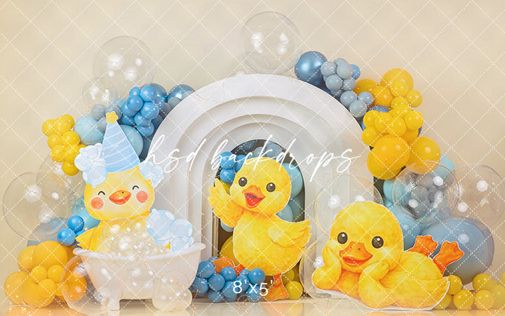 Rubber Ducky Birthday Photography Backdrop – Sweet Bath Time Portrait Scene | HSD Backdrops