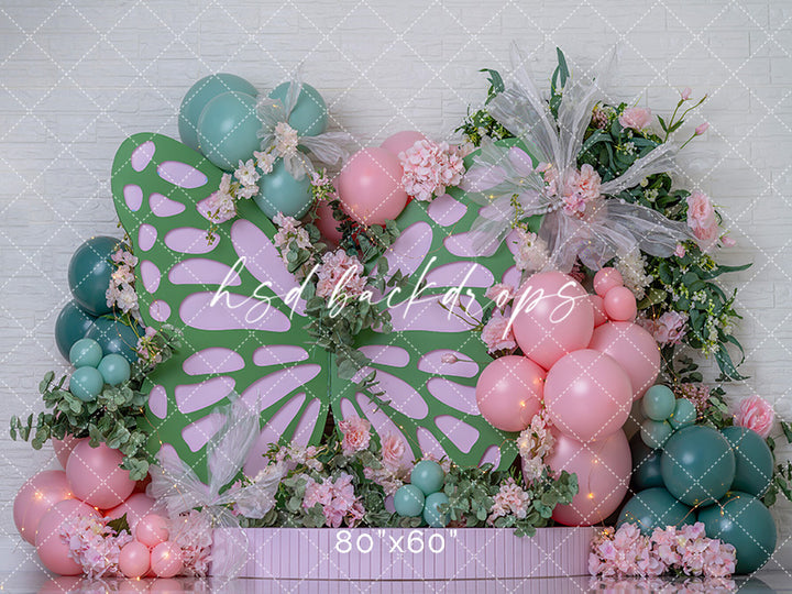Mint Butterfly Birthday Photography Backdrop – Sweet Floral Portrait Scene | HSD Backdrops