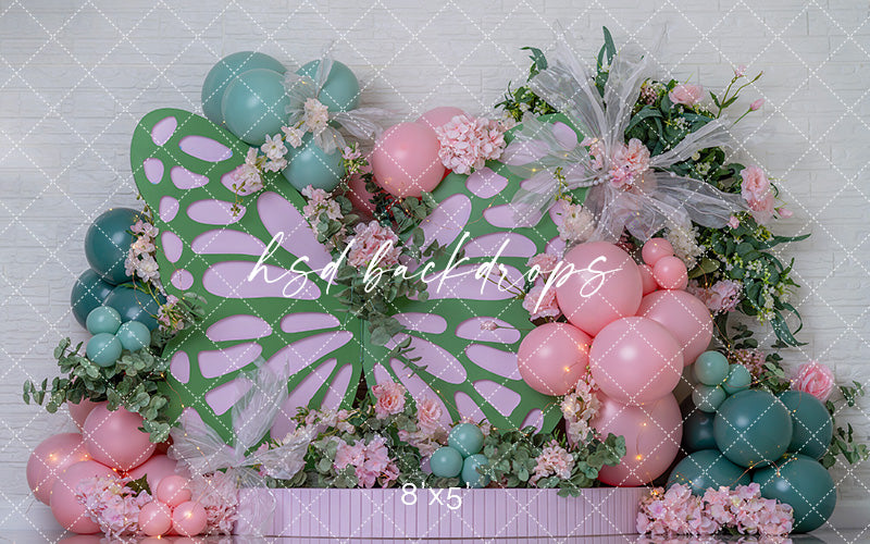 Mint Butterfly Birthday Photography Backdrop – Sweet Floral Portrait Scene | HSD Backdrops