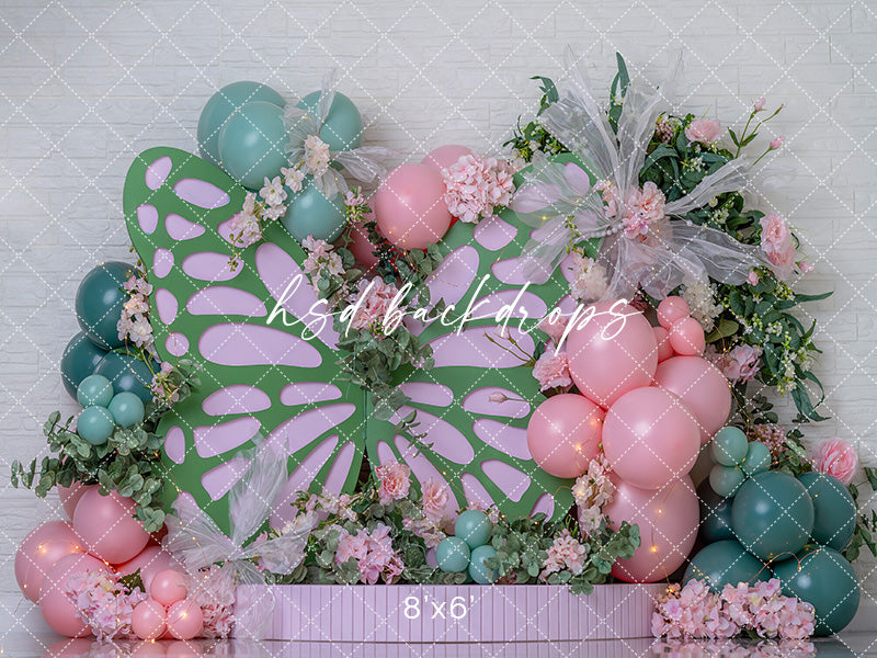 Mint Butterfly Birthday Photography Backdrop – Sweet Floral Portrait Scene | HSD Backdrops