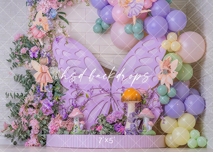 Lavender Fairy Butterfly Photography Backdrop – Whimsical Birthday Portrait Scene | HSD Backdrops
