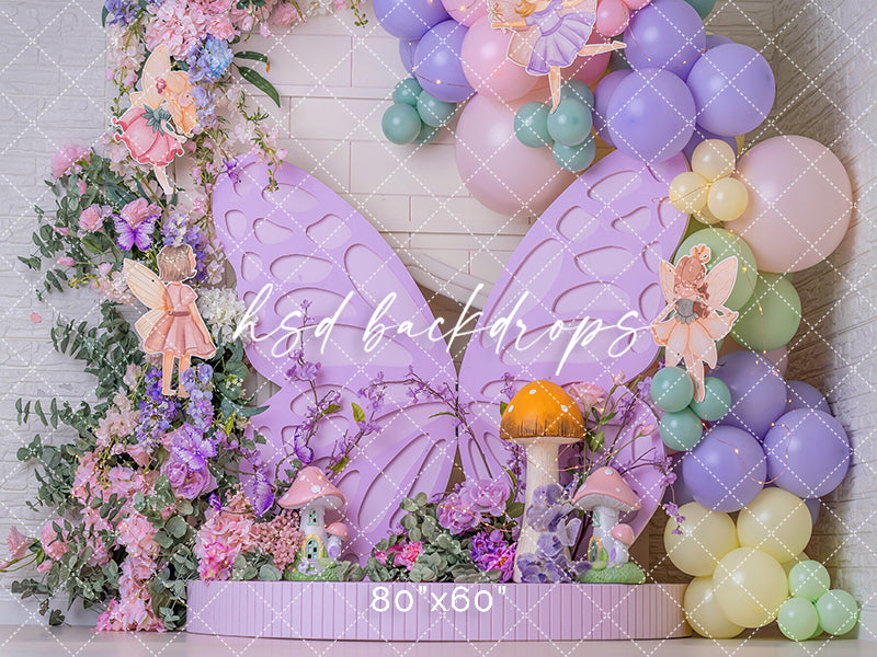 Lavender Fairy Butterfly Photography Backdrop – Whimsical Birthday Portrait Scene | HSD Backdrops