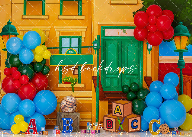 ABC Block Birthday Photography Backdrop – Bright Learning Portrait Scene | HSD Backdrops
