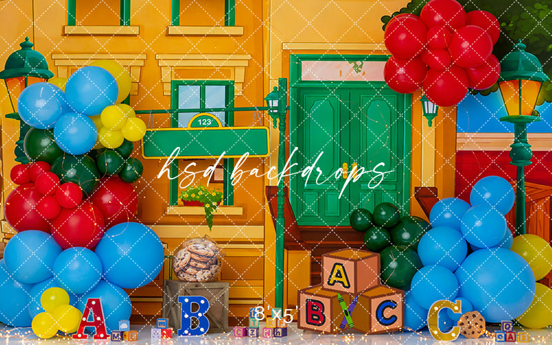 ABC Block Birthday Photography Backdrop – Bright Learning Portrait Scene | HSD Backdrops