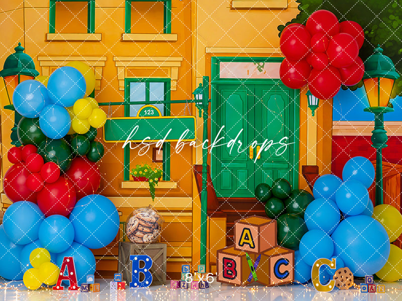 ABC Block Birthday Photography Backdrop – Bright Learning Portrait Scene | HSD Backdrops