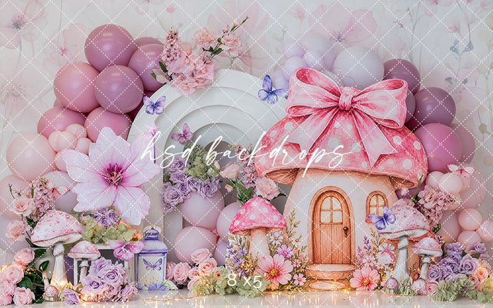 Where Fairies Bloom Cake Smash Backdrop – Enchanted Fairy Garden Scene | HSD Backdrops