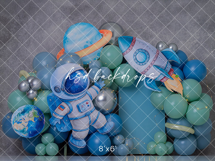 Galaxy Explorer Cake Smash Backdrop – Space Adventure Birthday Scene | HSD Backdrops