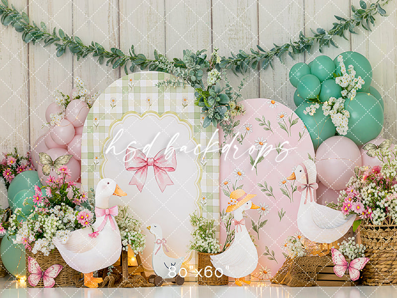 Pastel Goose Party Photography Backdrop – Sweet Garden Birthday Setting | HSD Backdrops