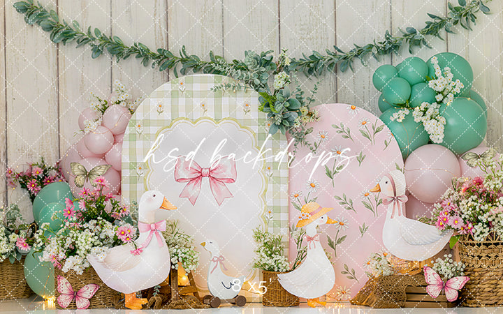 Pastel Goose Party Photography Backdrop – Sweet Garden Birthday Setting | HSD Backdrops